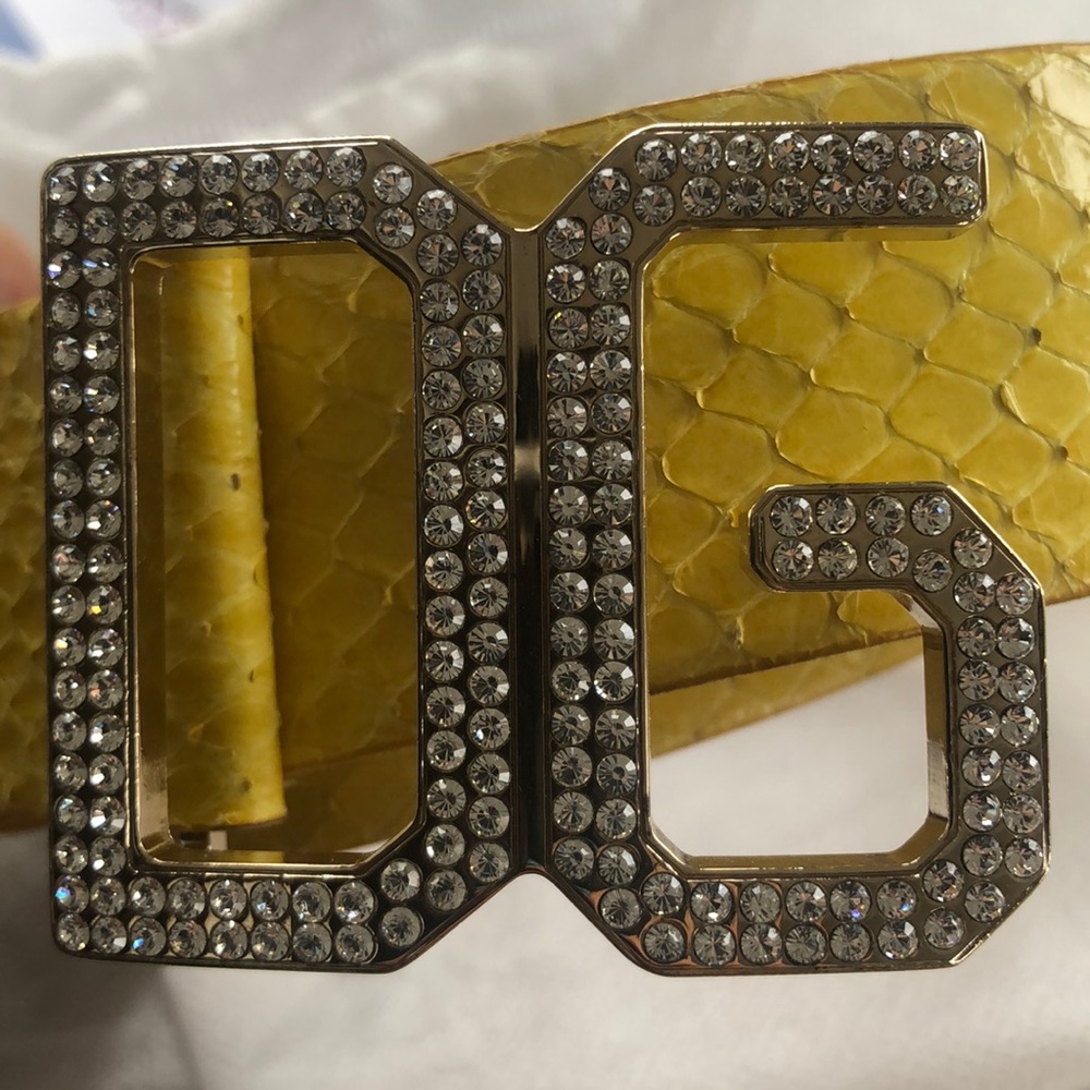 DOLCE GABBANA YELLOW SNAKE LEATHER BELT
